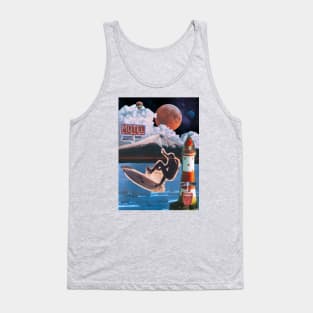 Retro Funny Collage Surfer Motel with 2 Moons Tank Top